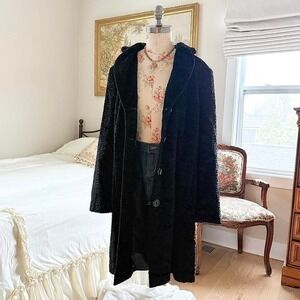 black teddy coat  90s worthington xl black teddy coat hooded button front